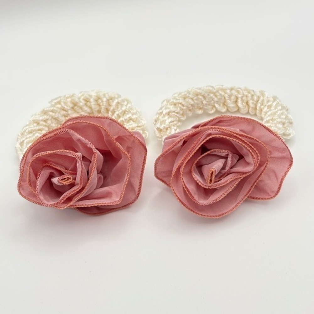 Vintage‎ Rosette Hair Tie Coiled Elastic Ponytail Holders Cottagecore Coquette